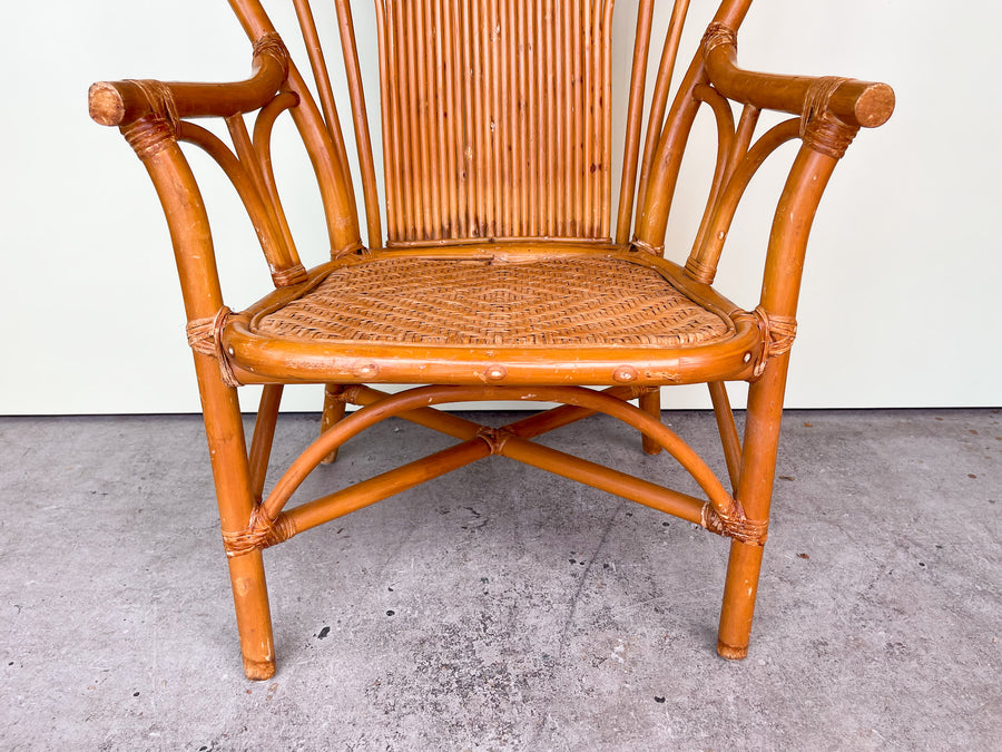 Old Florida Rattan Fan Back Chair