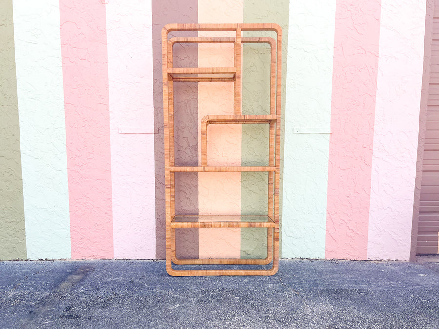 Coastal Chic Rattan Wrapped Etagere