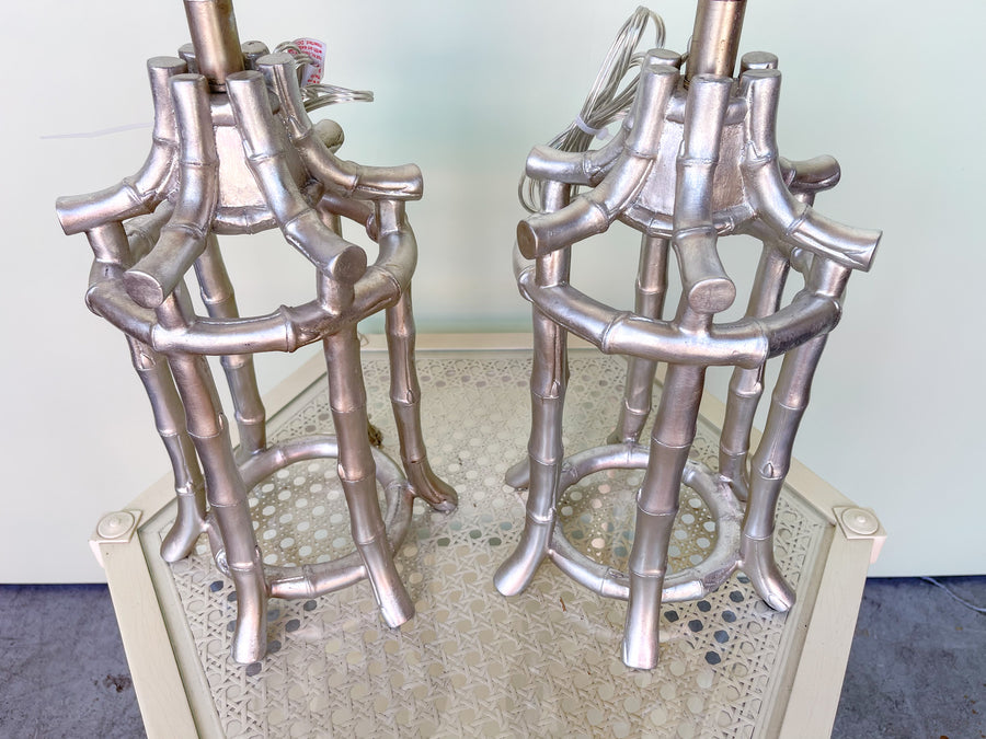 Pair of Faux Bamboo Pagoda Lamps