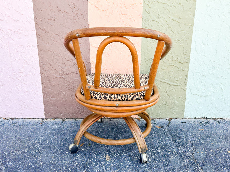Rattan Desk Chair on Castors