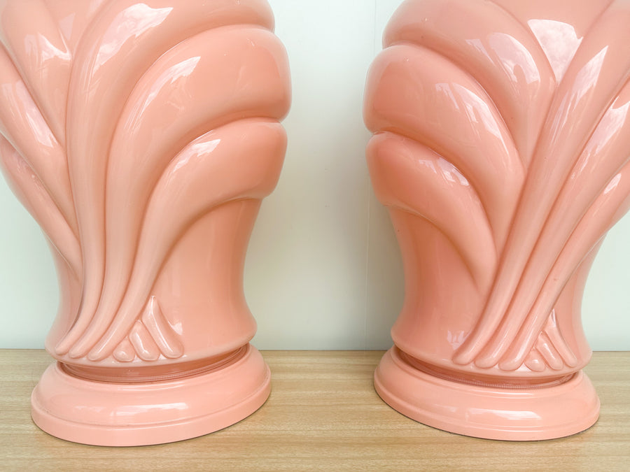 Pair of Pink Chic Glass Lamps