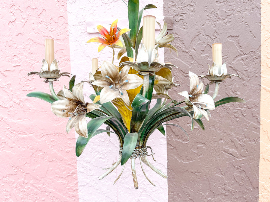 Colorful Tole Lily Chandelier