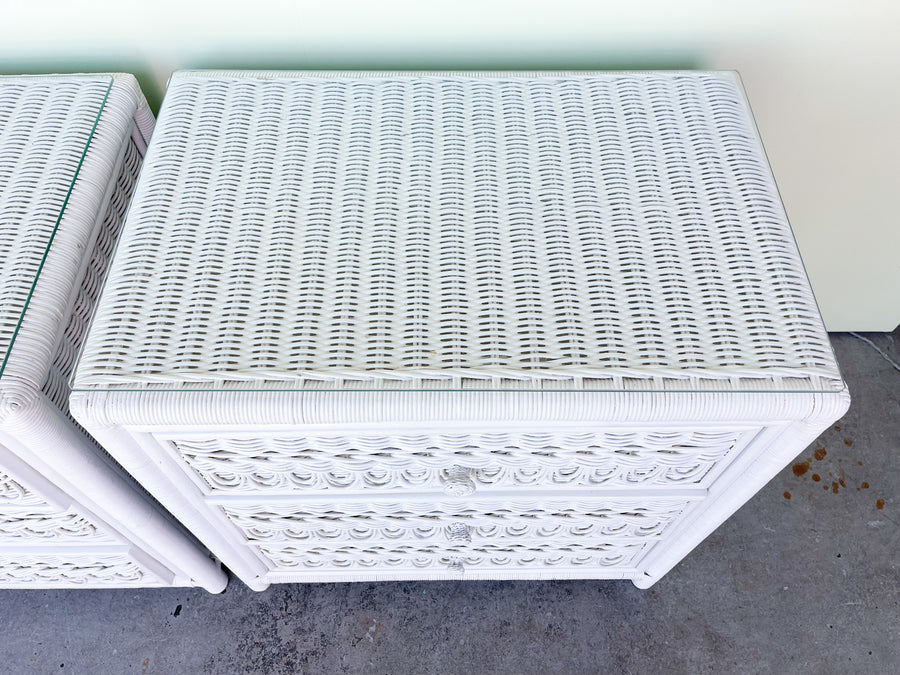 Pair of Wicker Chic Oversized Nightstands