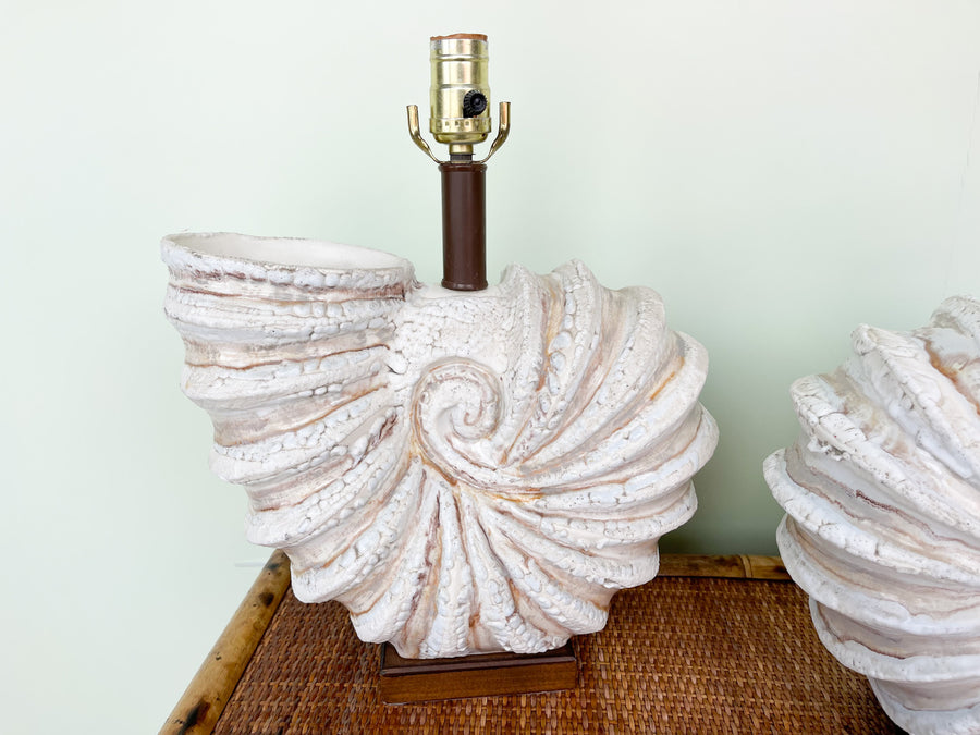 Pair of Coastal Nautilus Lamps