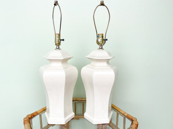 Pair of Cream Ginger Jar Lamps