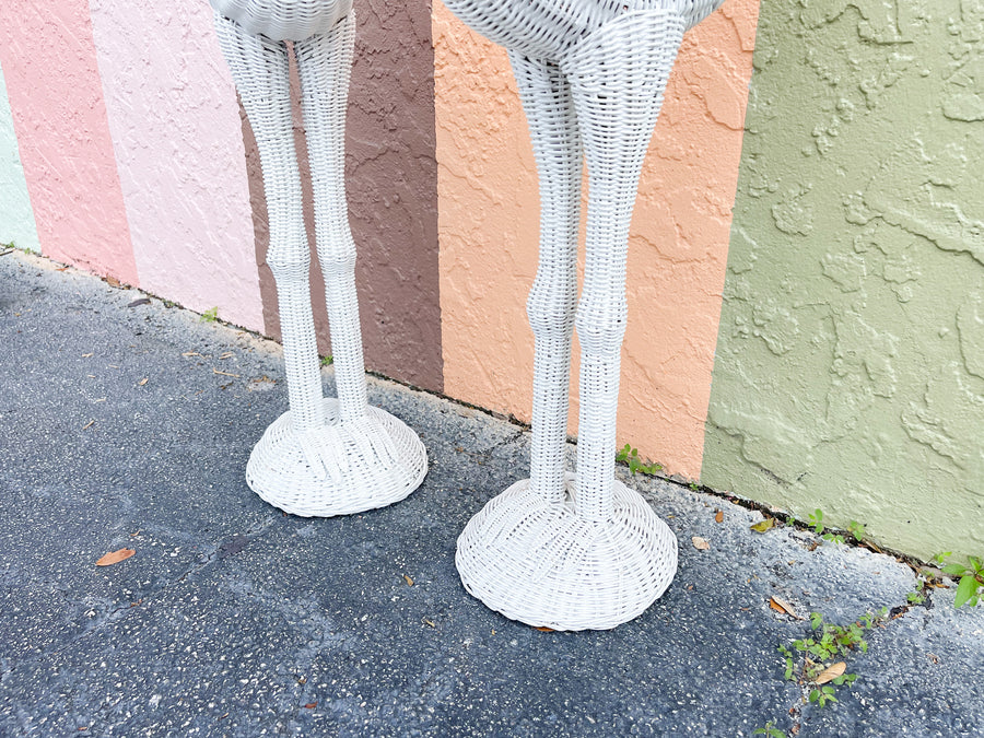 Pair of Fab Wicker Flamingo Planters