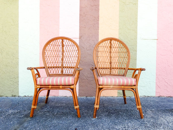 Pair of Rattan Balloon Back Chairs