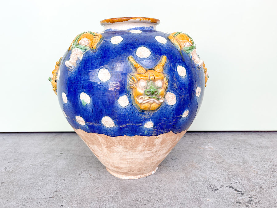 Large Polka Dot Earthenware Vase
