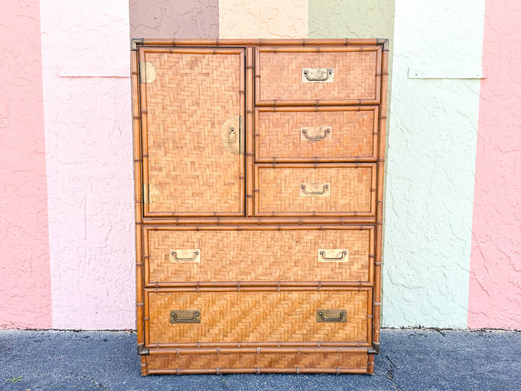 Island Style Woven Rattan Armoire