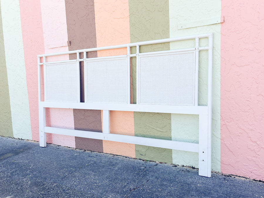 Palm Beach Chic Painted Rattan King Headboard