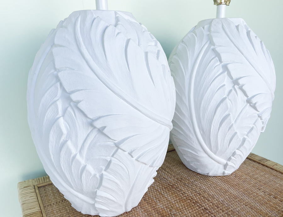 Pair of Plaster Palm Frond Lamps