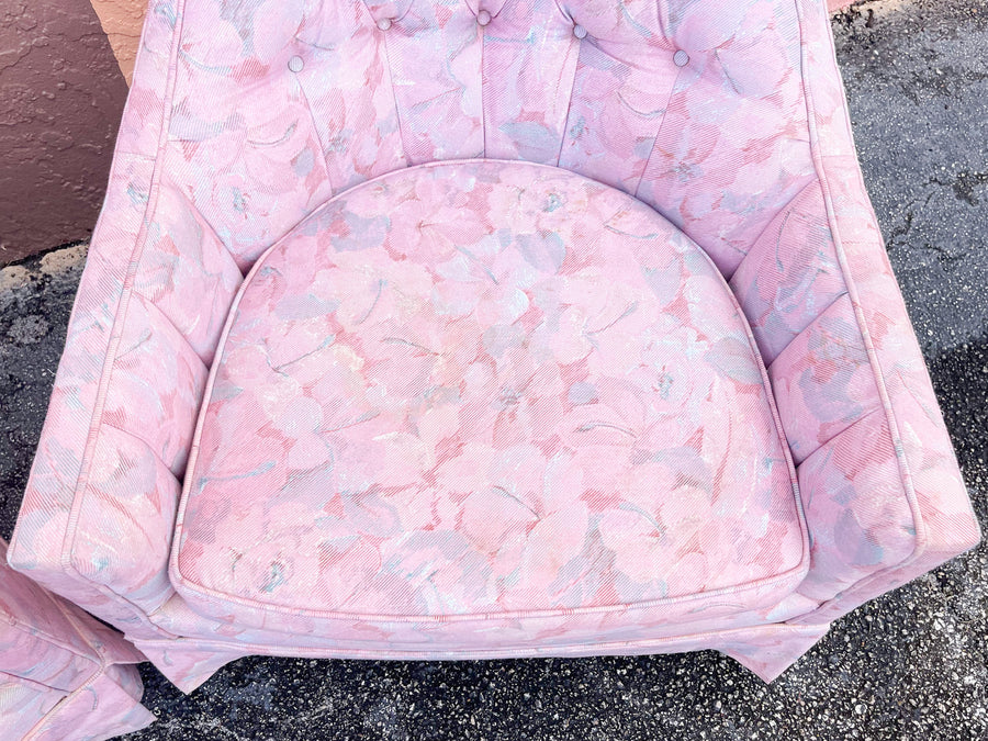 Pair of Pink Chic Floral Upholstered Chairs
