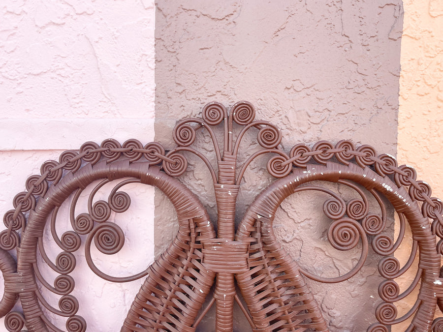 Pair of Fiddlehead Wicker Twin Headboards