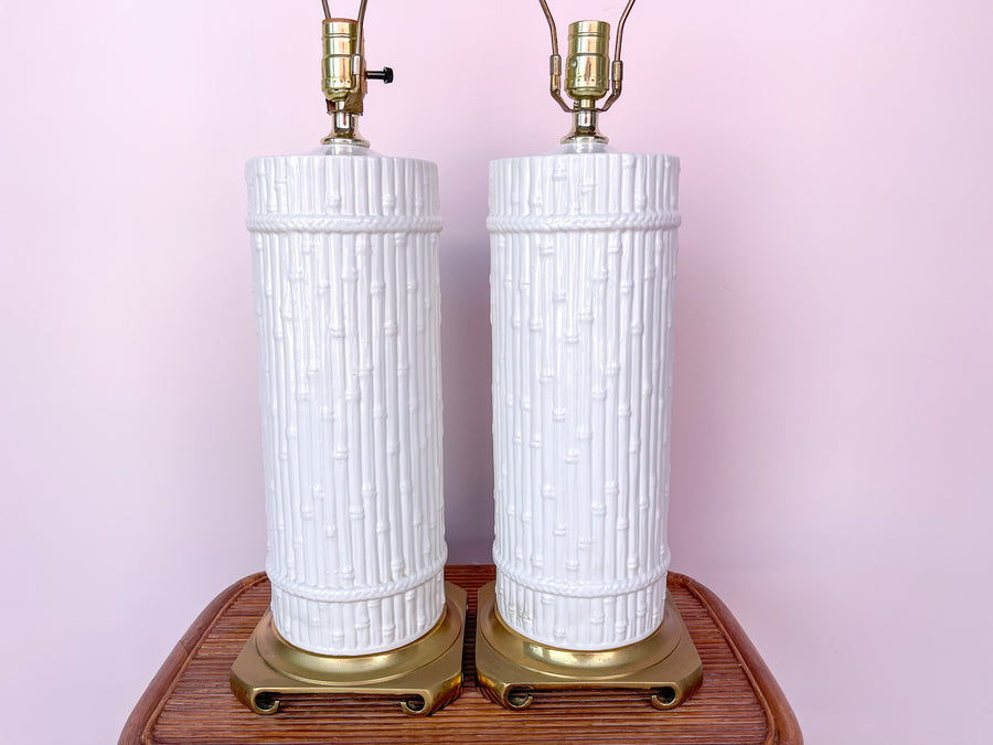 Pair of Italian Faux Bamboo Lamps