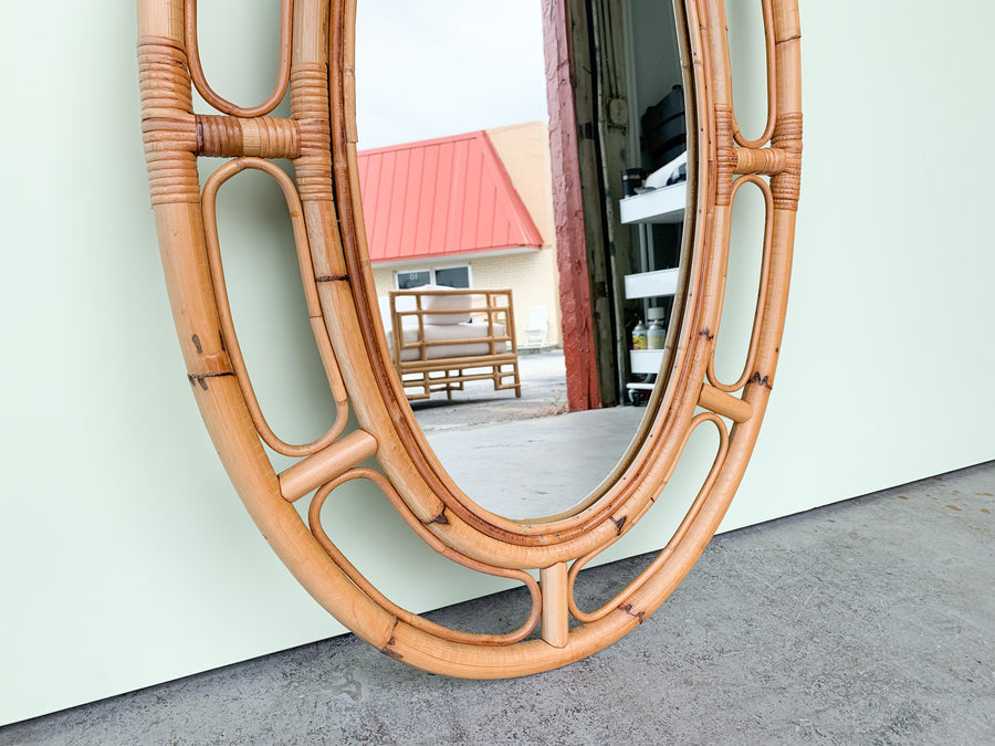 Oval Rattan Mirror