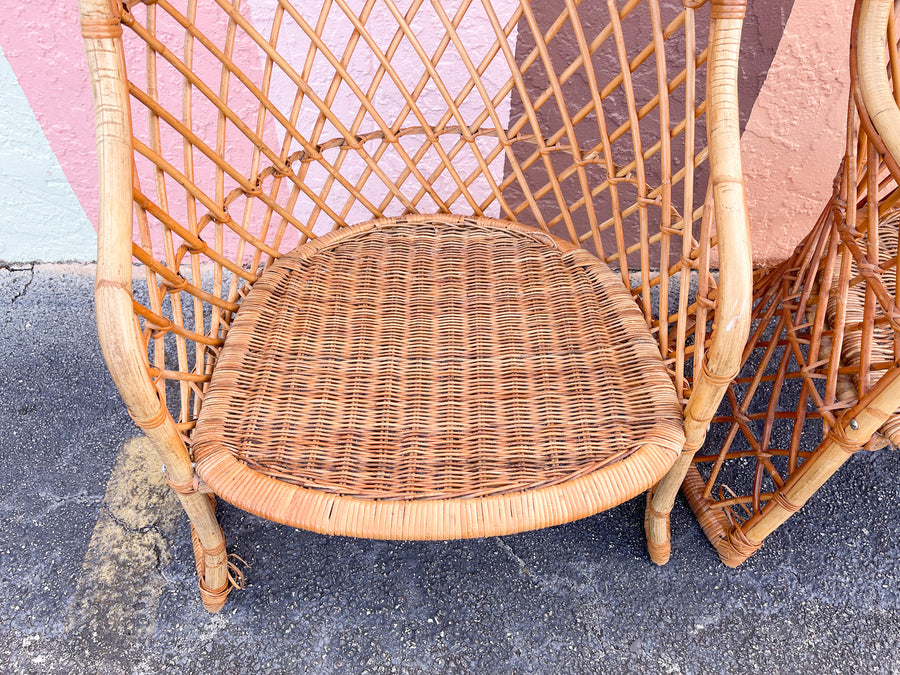 Pair of Hooded Rattan Chairs