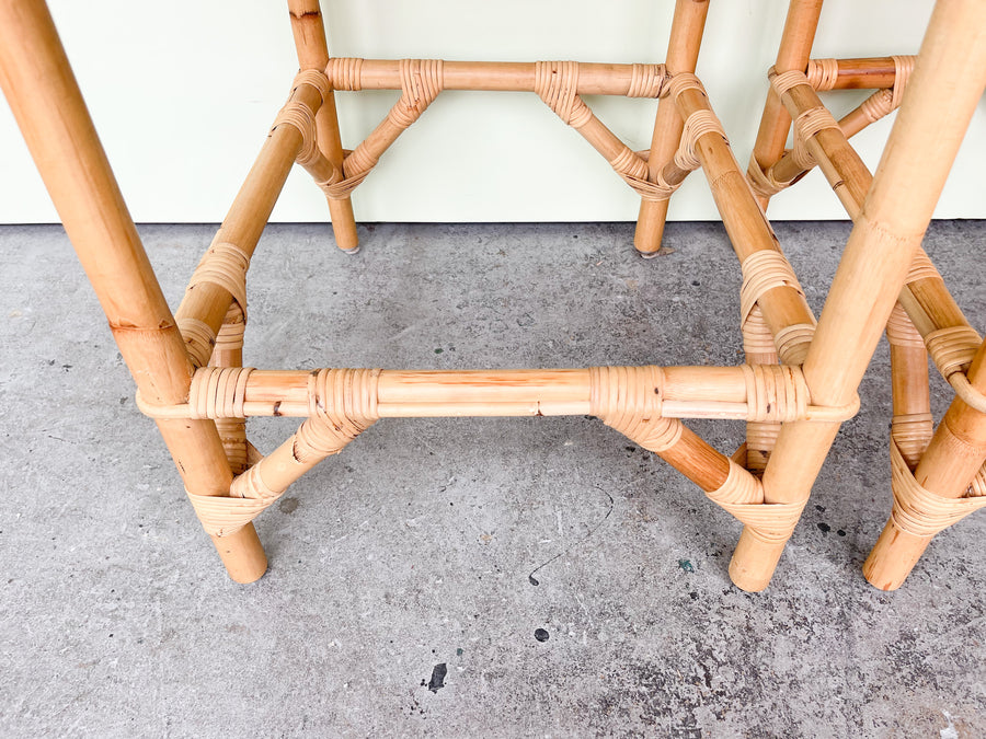 Pair of Island Chic Bamboo Bar Stools
