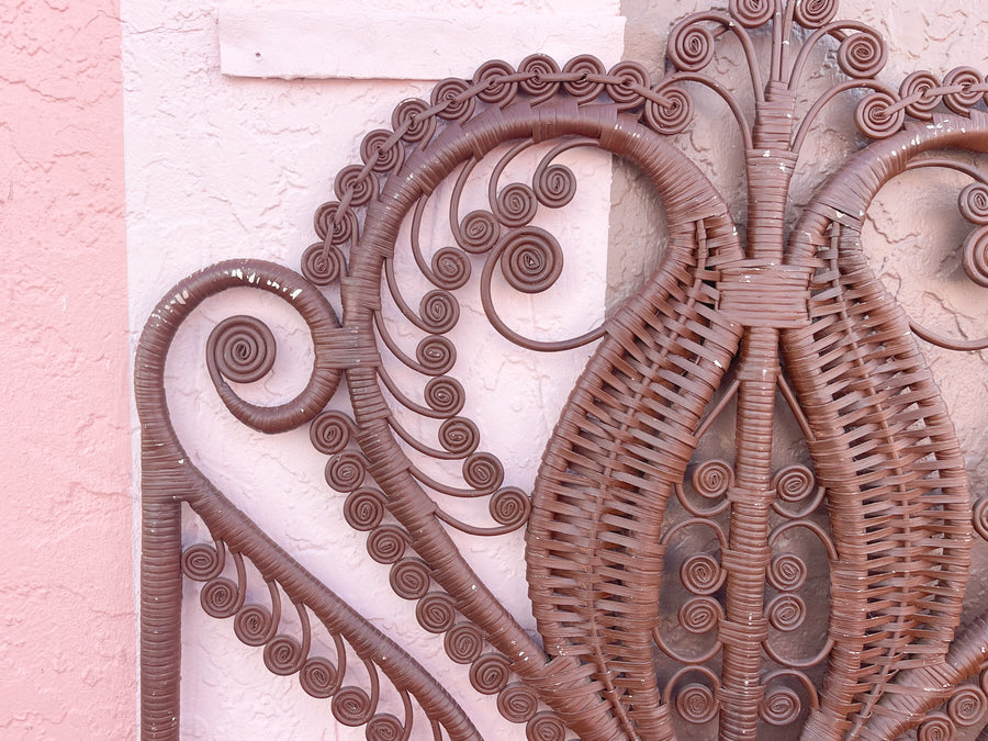 Pair of Fiddlehead Wicker Twin Headboards
