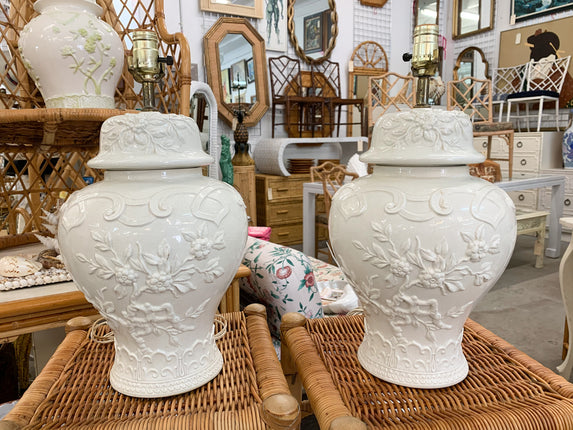 Pair of Fretwork Ginger Jar Lamps