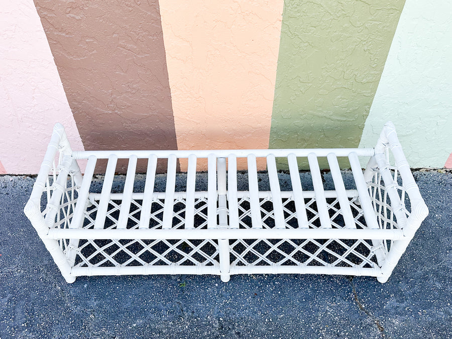 Palm Beach Chic Rattan Lattice Bench