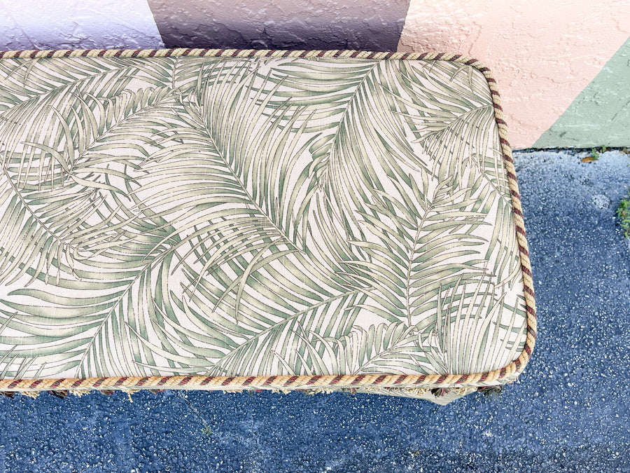 Palm Print Upholstered Bench