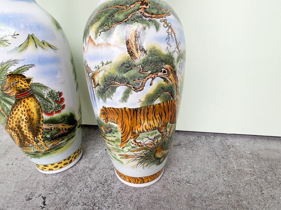 Pair of Large Safari Vases
