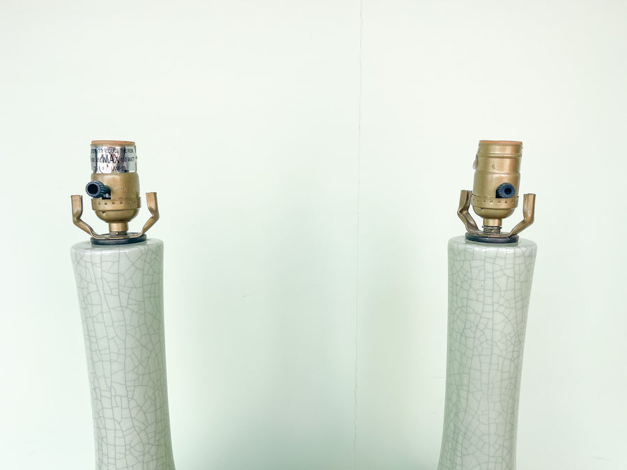 Pair of Celadon Crackle Lamps