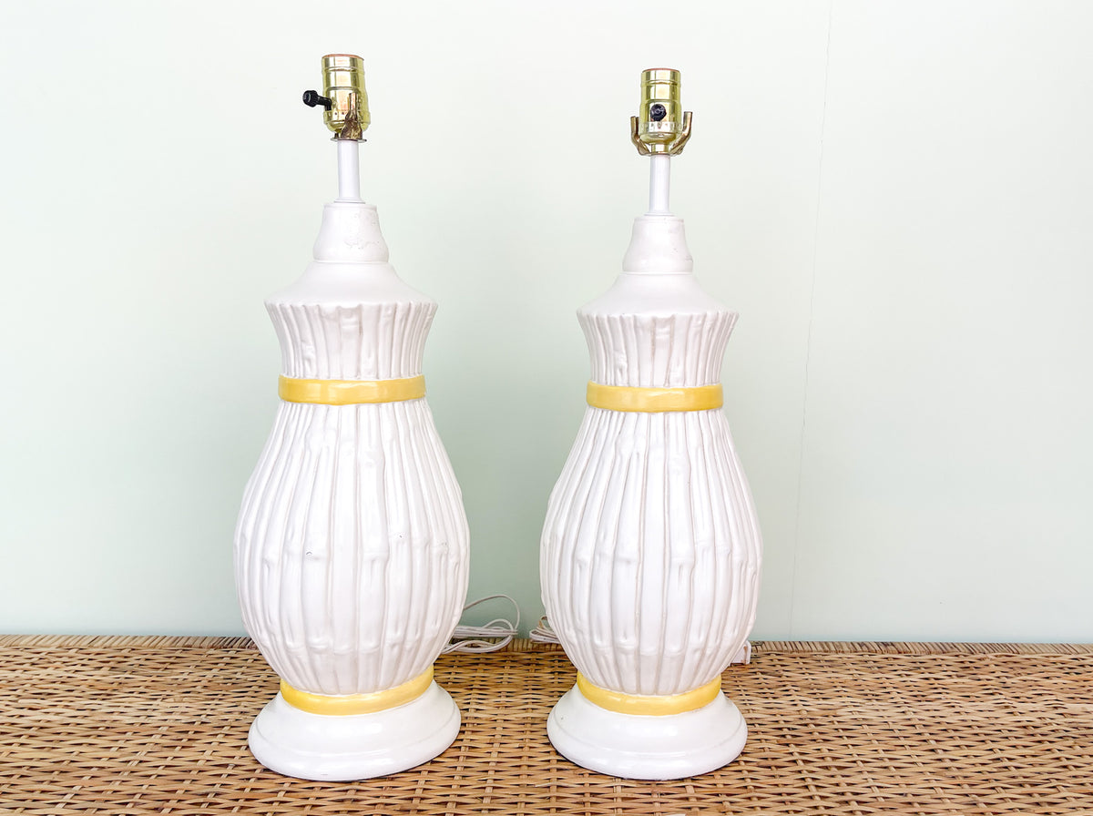 Pair of Palm Beach Chic Faux Bamboo Lamps