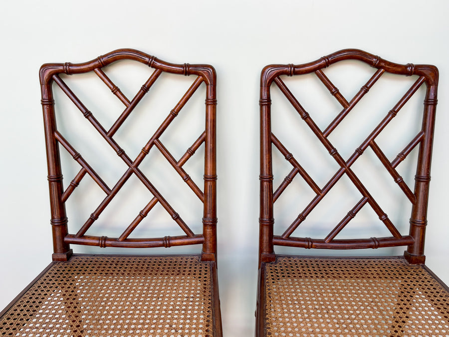 Pair of Faux Bamboo and Cane Chairs