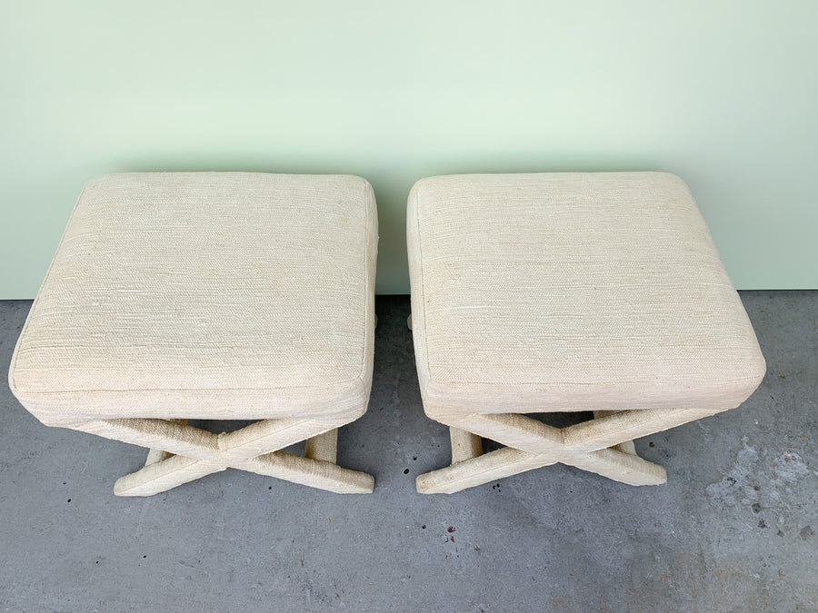Pair of Upholstered X Benches