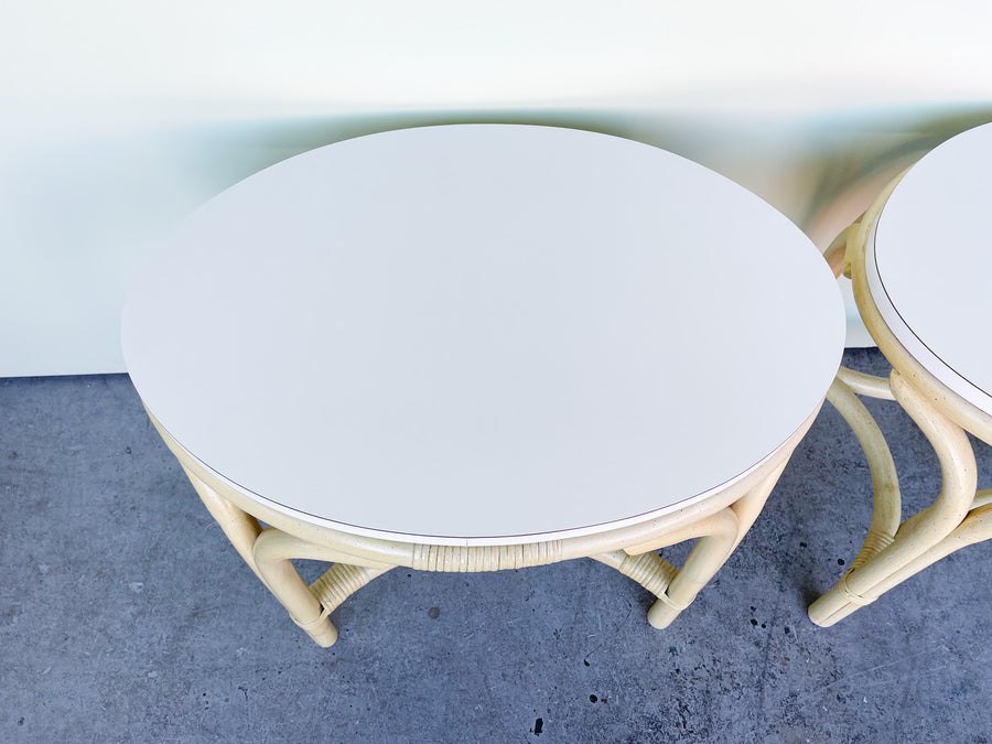 Pair of Oval Rattan Side Tables