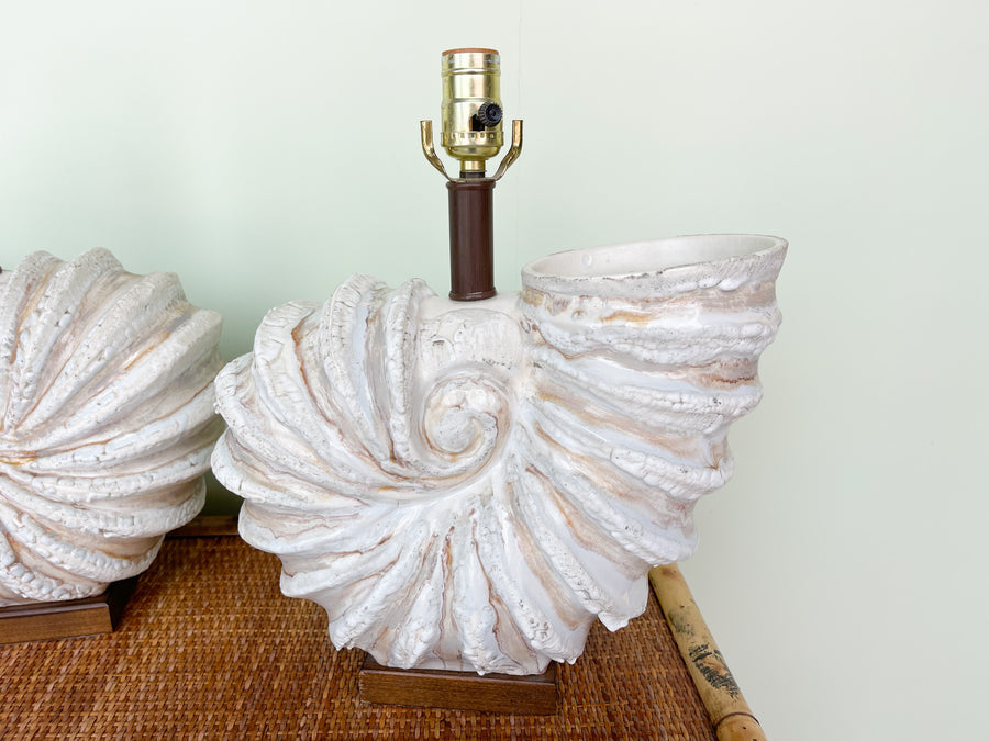 Pair of Coastal Nautilus Lamps