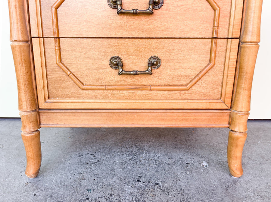 Pair of Natural Faux Bamboo Nightstands