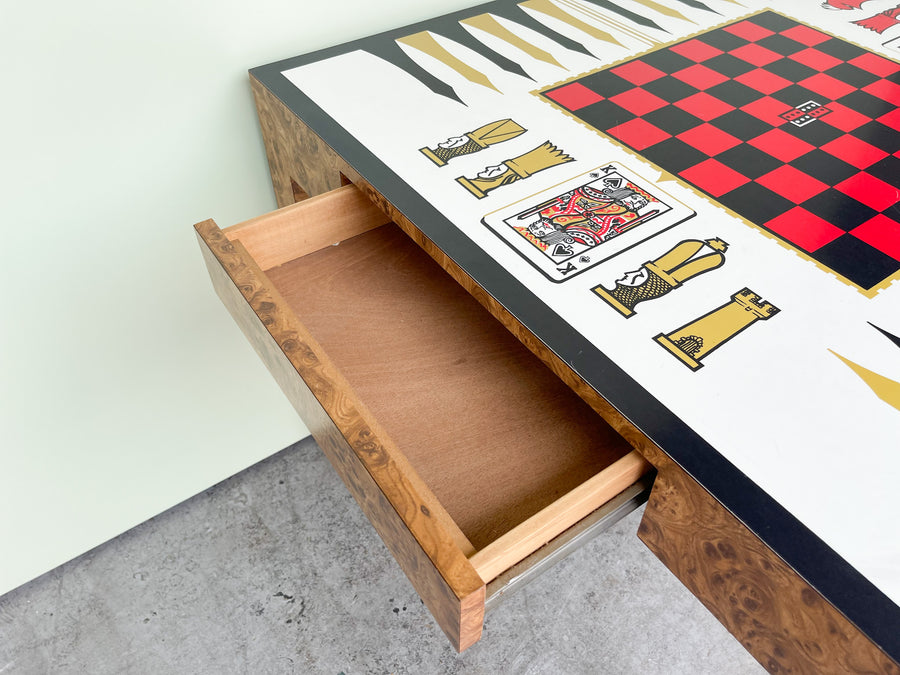 70’s Faux Burl Wood Parson Game Table