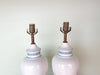 Pair of Robin's Egg Blue and White Greek Key Lamps