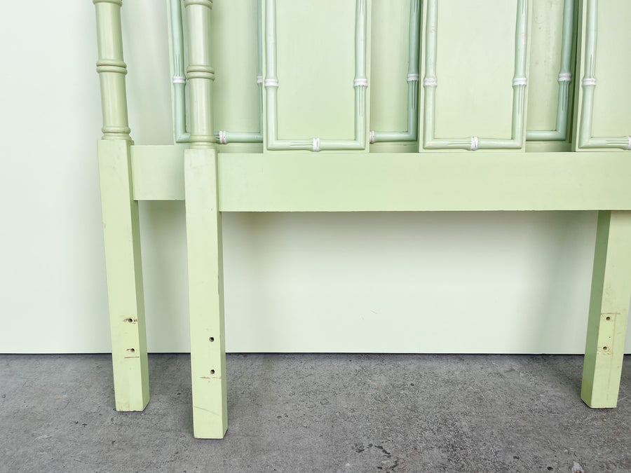 Pair of Seafoam Faux Bamboo Twin Headboards