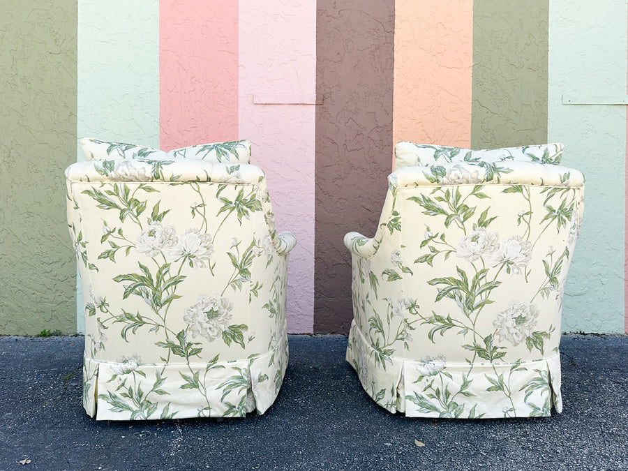 Pair of Cute Upholstered Swivel Chairs