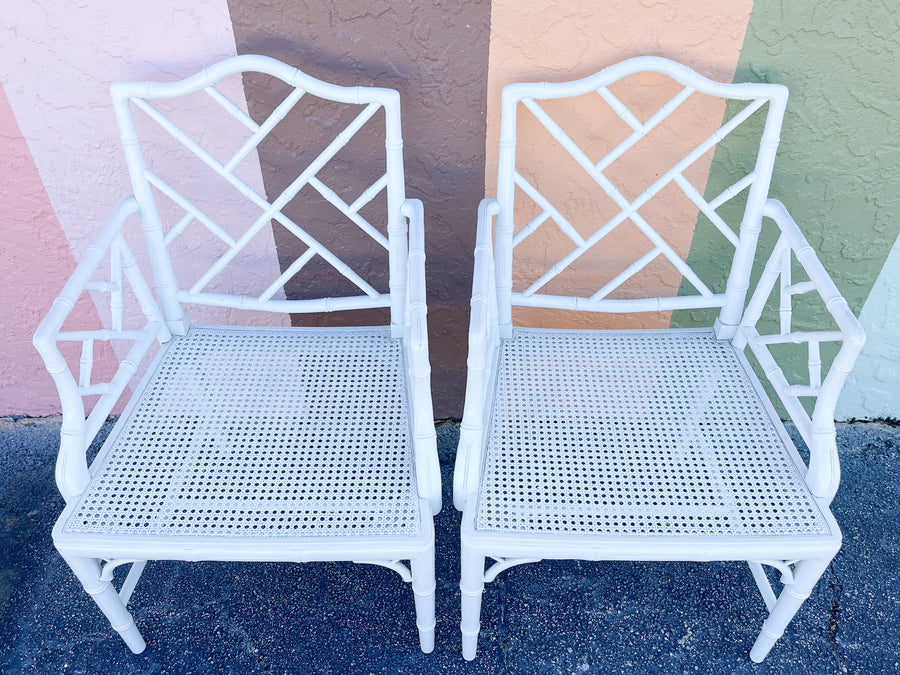 Pair of Painted Chippendale Arm Chairs
