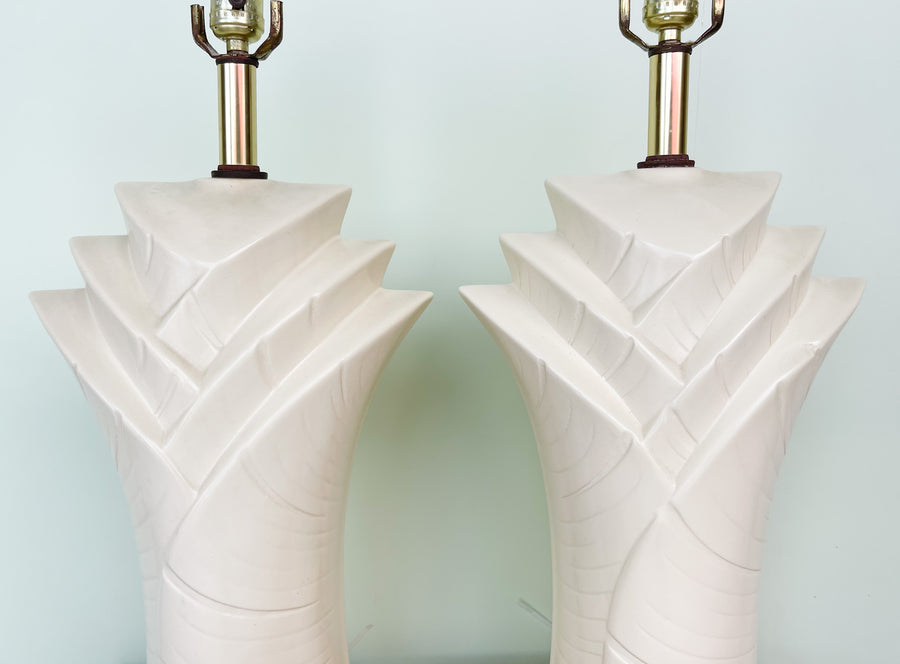 Pair of Cream Art Deco Lamps