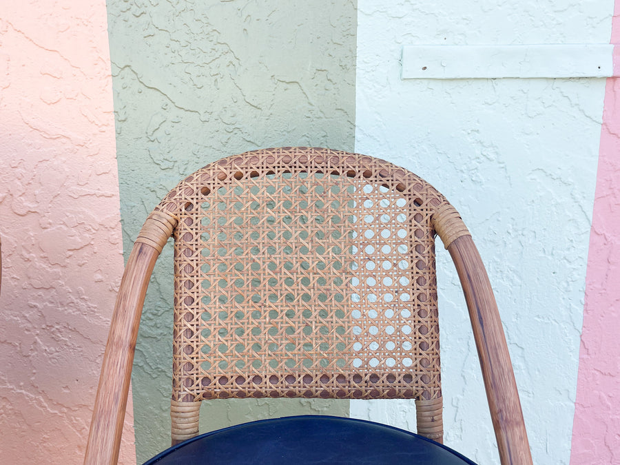 Set of Three Rattan and Cane Bar Stools