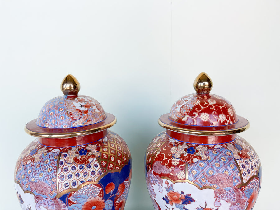 Pair of Cinnamon and Blue Ginger Jars