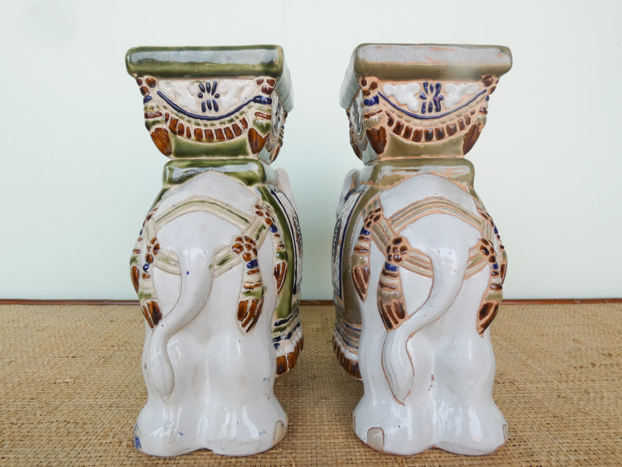 Pair of Ceramic Elephant Cachepots
