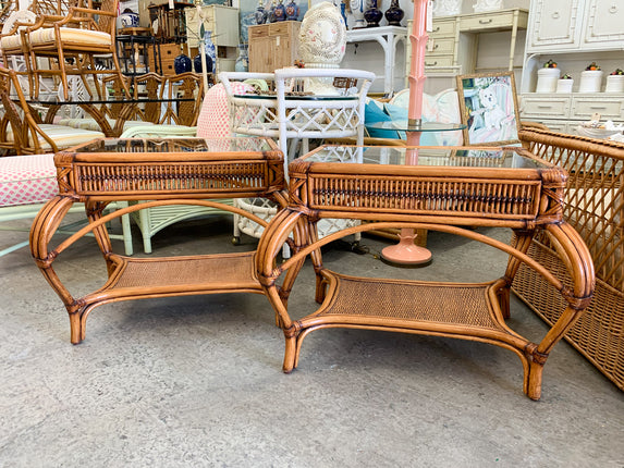 Pair of Rattan Side Tables