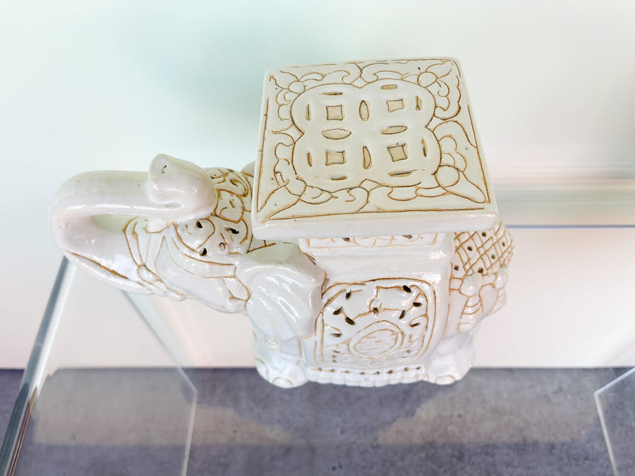 Pair of Ceramic Elephant Garden Seats