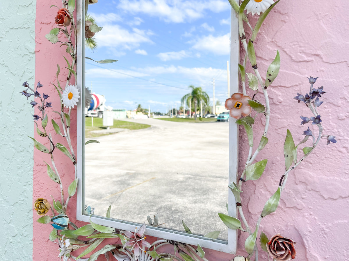 Fab Floral Tole Mirror