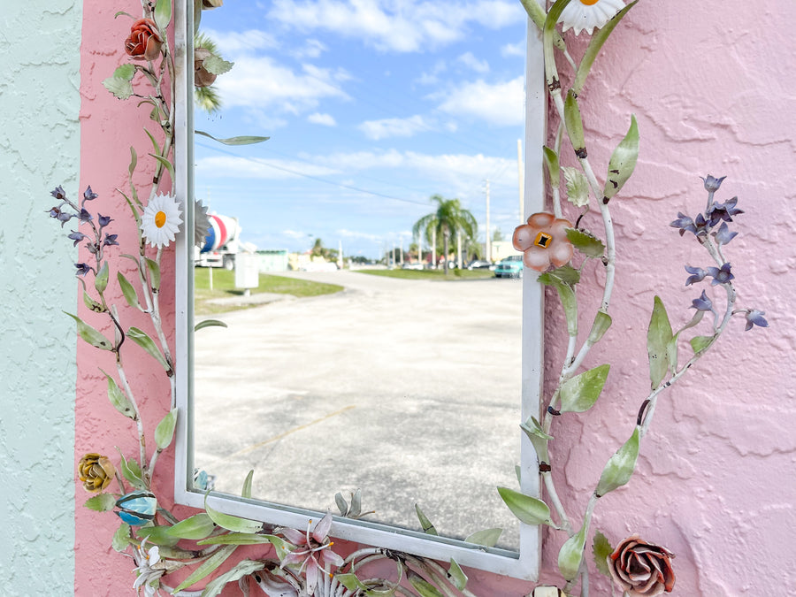 Fab Floral Tole Mirror