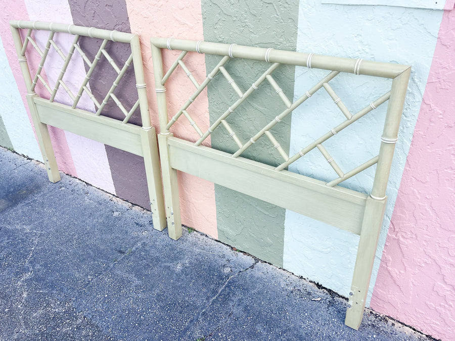 Pair of Faux Bamboo Chippendale Twin Headboards