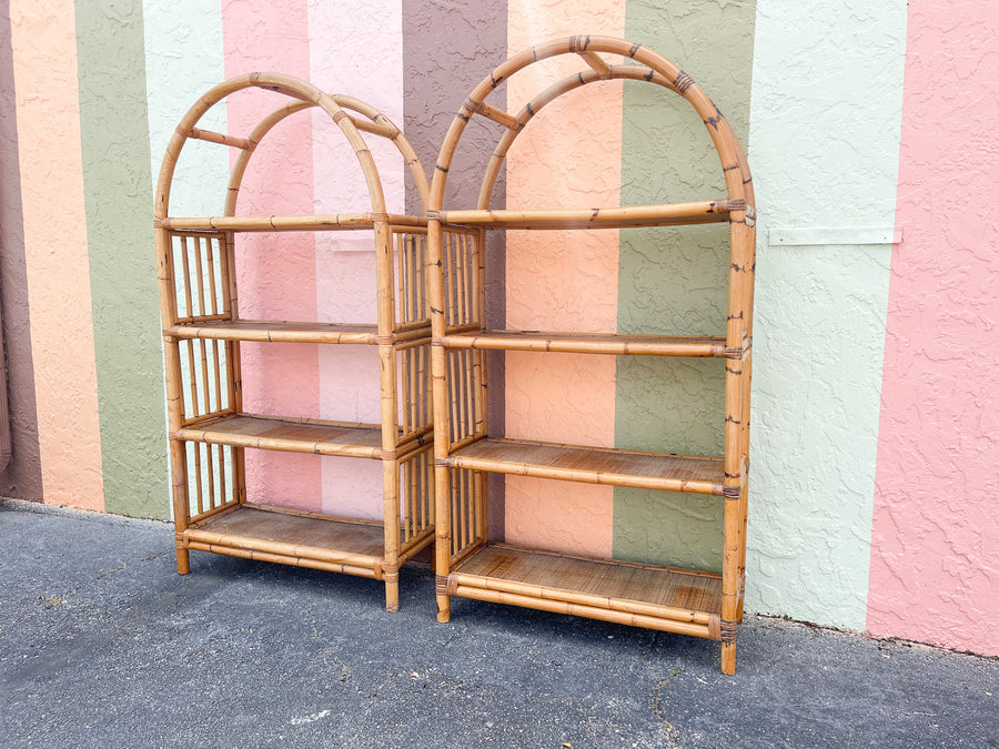 Pair of Island Style Rattan Etageres