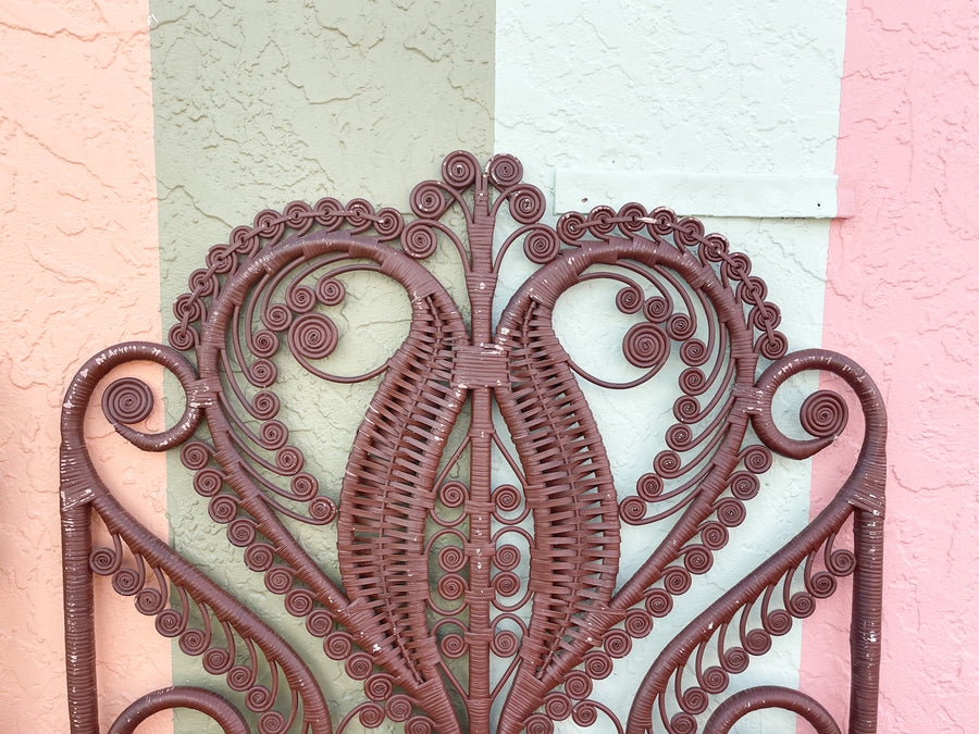 Pair of Fiddlehead Wicker Twin Headboards