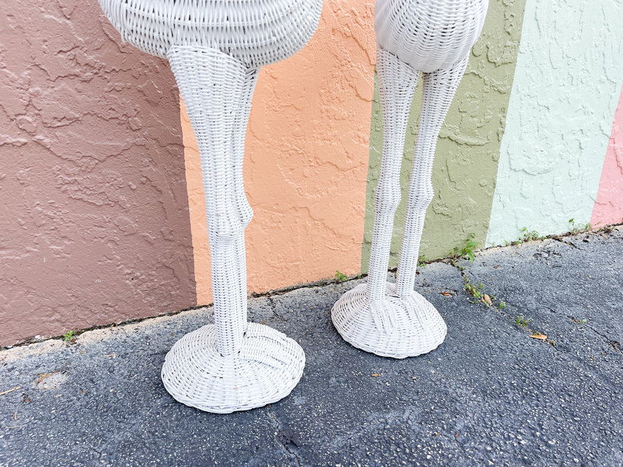 Pair of Fab Wicker Flamingo Planters